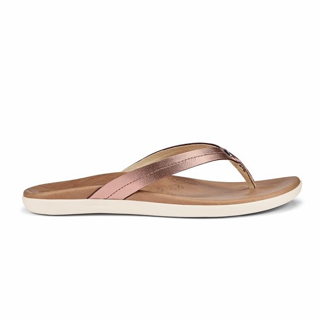 Olukai Women's Honu Flip Flop - Pink Copper / Sahara US359-640